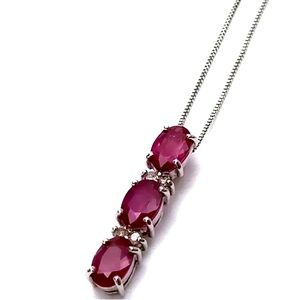 Genuine Ruby Jewelry Pendant Necklace Ruby 1.66ct in 18k White Gold
